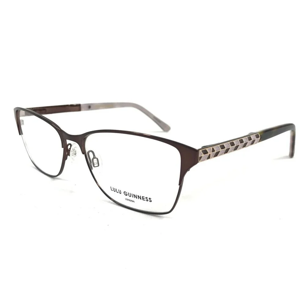 Lulu Guinness Eyeglasses Frames L200 BRN Brown Purple Cat Eye Full Rim 56-16-135